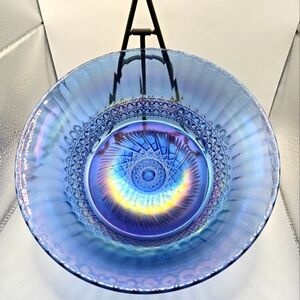 Vintage Flute and Cane Iridescent Blue Bowl